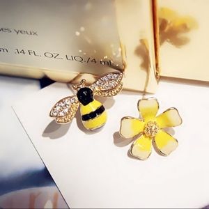 3/$30 Bumble Bee Flower Asymmetrical Earrings